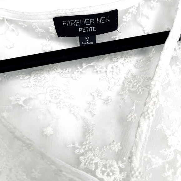 ASOS Lace synched waist white floral bohemian blouse size M - Picture 3 of 9